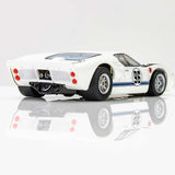 HO Ford GT40 Mk.II #96 Mega G+ Slot Car, White & Black