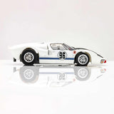 HO Ford GT40 Mk.II #96 Mega G+ Slot Car, White & Black