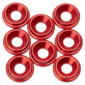 7075 LowPro Countersunk Washers, M3, Red, 8pcs