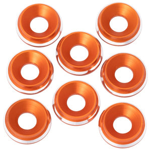 7075 LowPro Countersunk Washers, M3, Orange Shine, 8pc