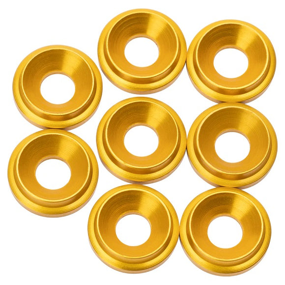 7075 LowPro Countersunk Washers, M3, Gold, 8pcs