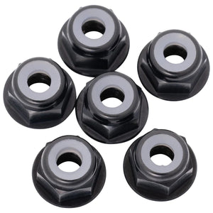 7075 Aluminum Flanged Locknuts M3, Black, 6pcs