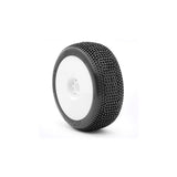 1/8 Impact Medium Long Wear Pre-Mounted Tires, White EVO Wheels (2): Buggy