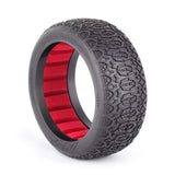 1/8 Chain Link Medium Long Wear Tires, Red Inserts (2): Buggy