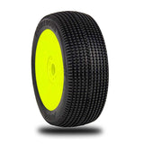 1/8 Double Down Super Soft Long Wear Pre-Mounted Tires, Yellow EVO Wheels (2): Buggy