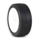 1/8 Double Down Soft Long Wear Pre-Mounted Tires, White EVO Wheels (2): Buggy