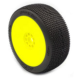 1/8 P1 Super Soft Long Wear Pre-Mounted Tires, Yellow EVO Wheels (2): Buggy