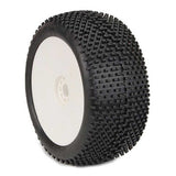 1/8 EVO I-Beam Super Soft Long Wear Pre-Mounted Tires, White Wheels (2): Truggy