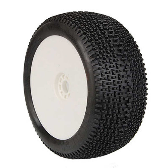 1/8 EVO Cityblock Super Soft Long Wear Pre-Mounted Tires, White EVO Wheels (2): Buggy