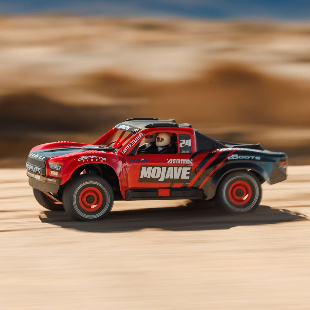 Arrma MOJAVE GROM MEGA 380 Brushed 4X4 Small Scale Desert Truck RTR with Battery & Charger, Red/Black