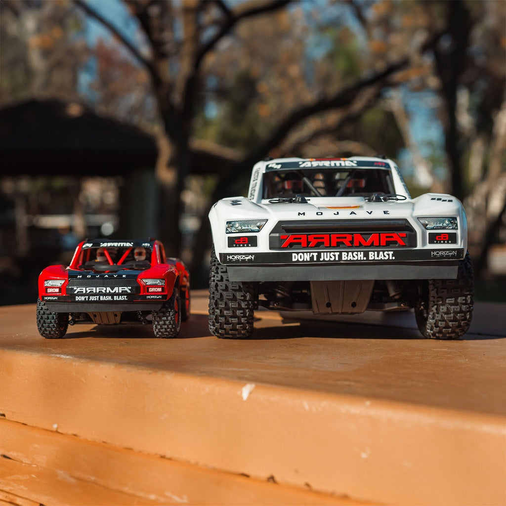 Arrma MOJAVE GROM MEGA 380 Brushed 4X4 Small Scale Desert Truck RTR with Battery & Charger, Red/Black
