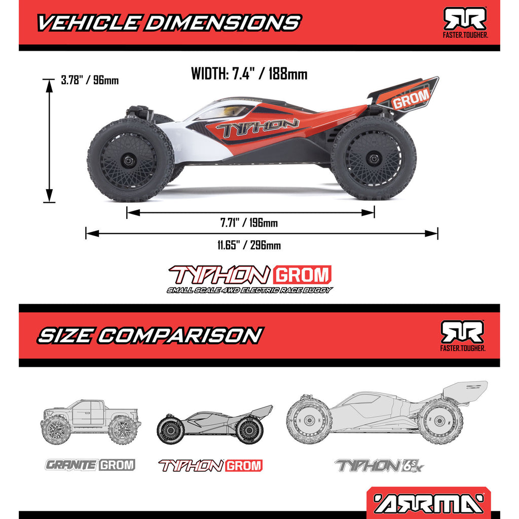 Arrma TYPHON GROM 4x4 SMART Small Scale Buggy Blue/Silver