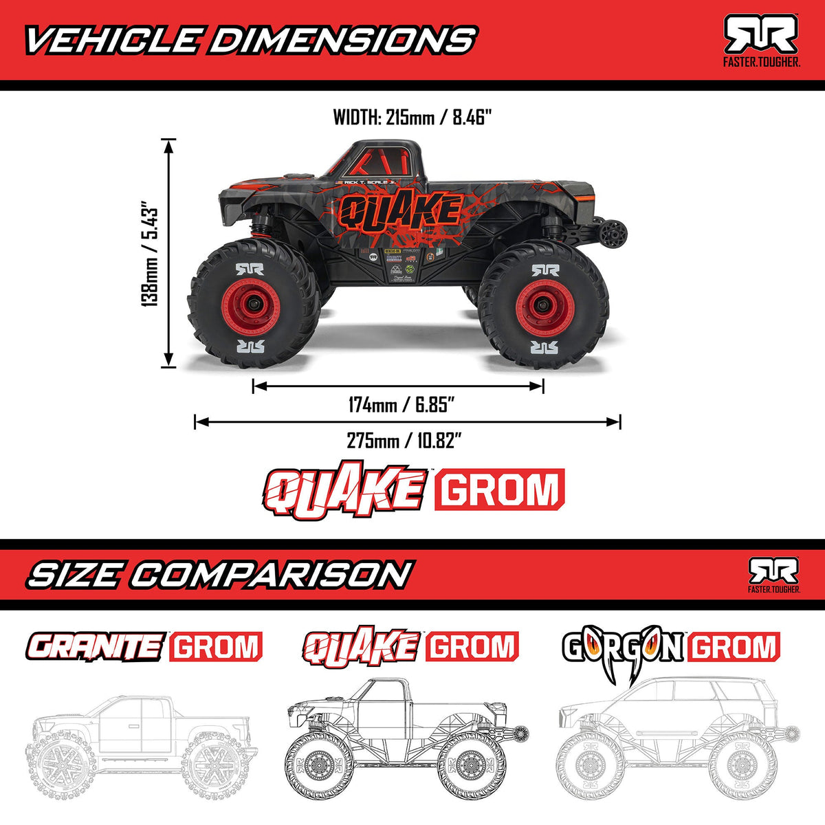 Arrma 1/16 QUAKE GROM 4X4 RTR Brushed Monster Truck (Battery & Charger Included), Green