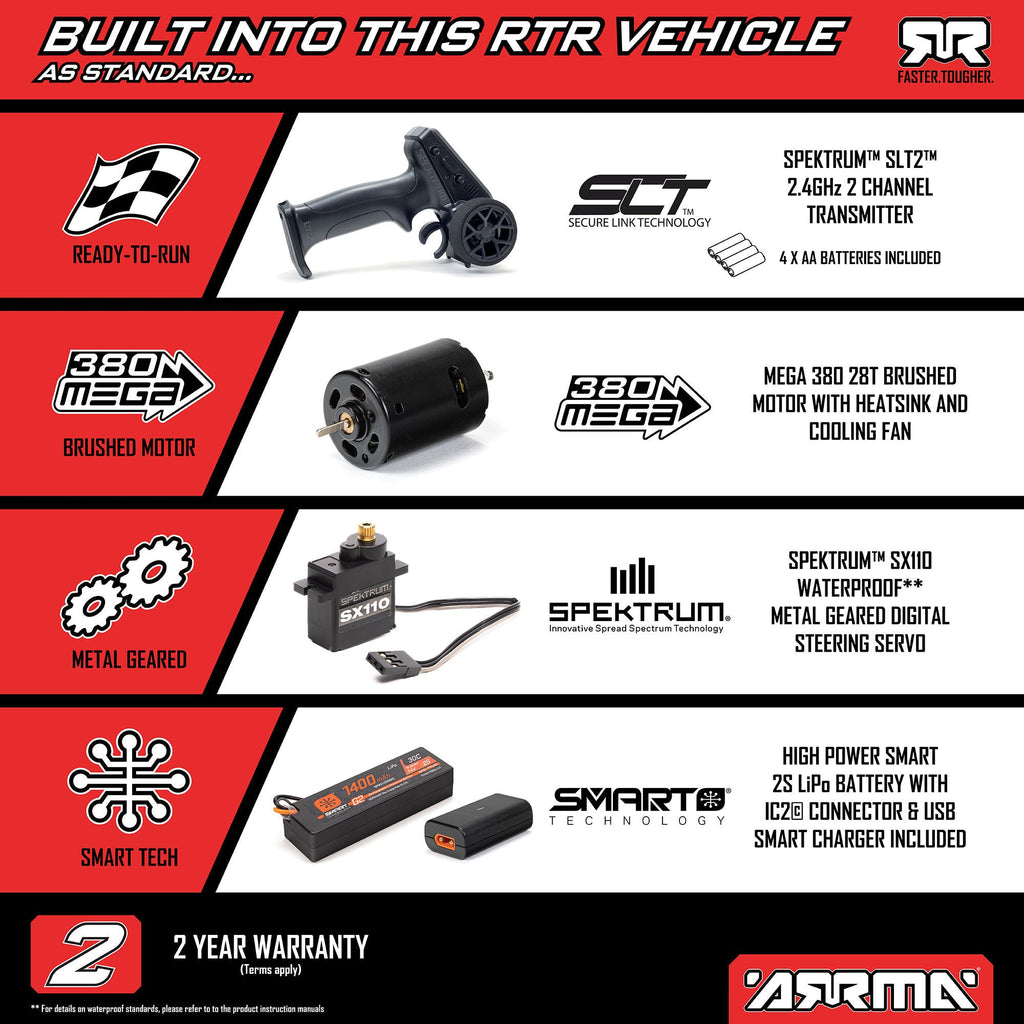Arrma 1/16 QUAKE GROM 4X4 RTR Brushed Monster Truck (Battery & Charger Included), Purple