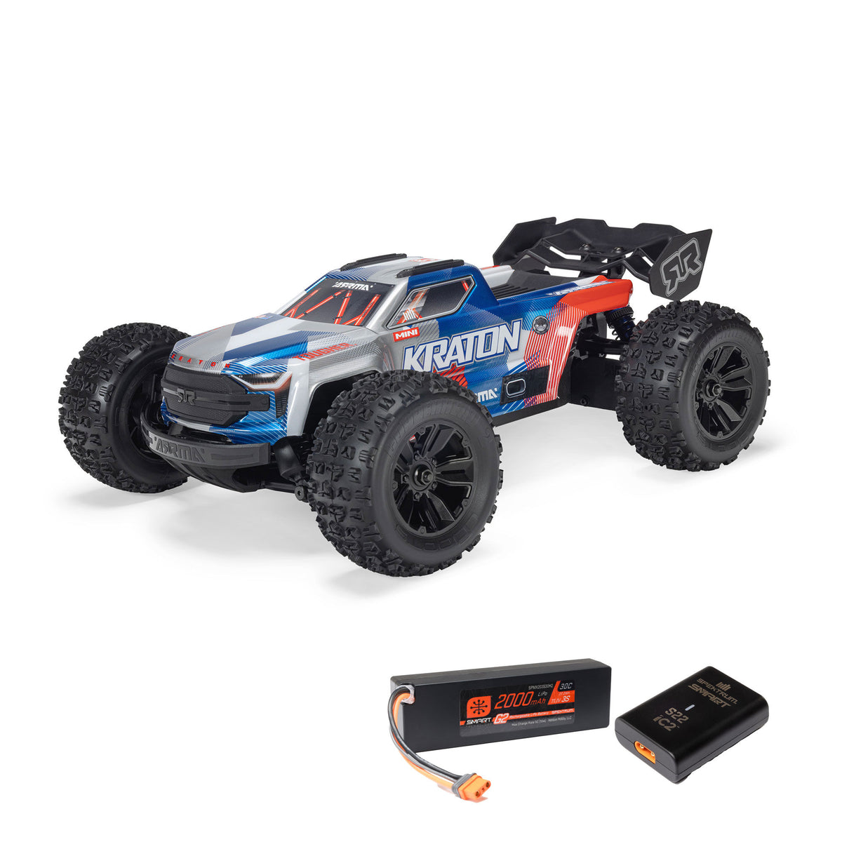 1/16 Mini KRATON 3S DSC 4X4 RTR Brushless Speed Truck (3S Battery & Charger Included) , Red/Blue