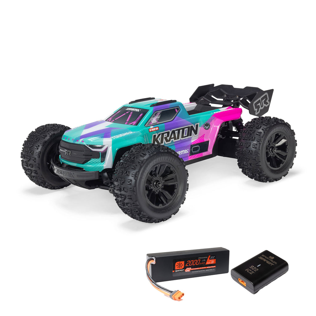 1/16 Mini KRATON 3S DSC 4X4 RTR Brushless Speed Truck (3S Battery & Charger Included) , Teal/Pink