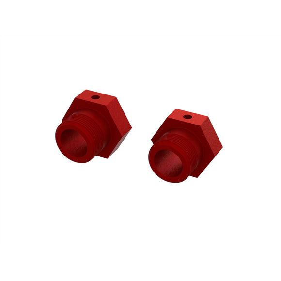 Aluminum Wheel Hex, 24mm, Red (2)