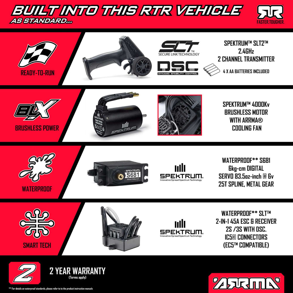 Arrma 1/10 VORTEKS 223S DSC 2WD RTR Brushless Stadium Truck, Pink