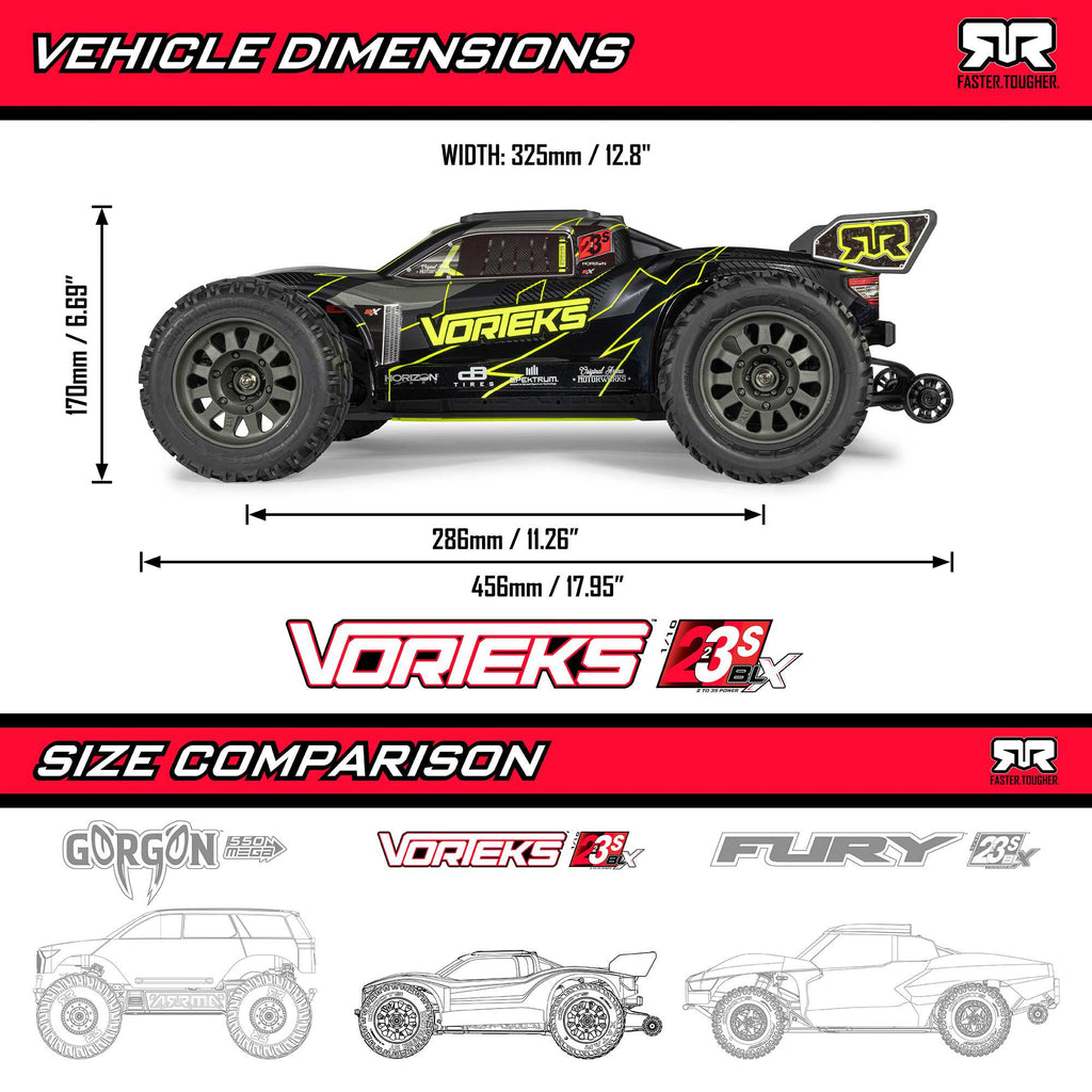 Arrma 1/10 VORTEKS 223S DSC 2WD RTR Brushless Stadium Truck, Pink