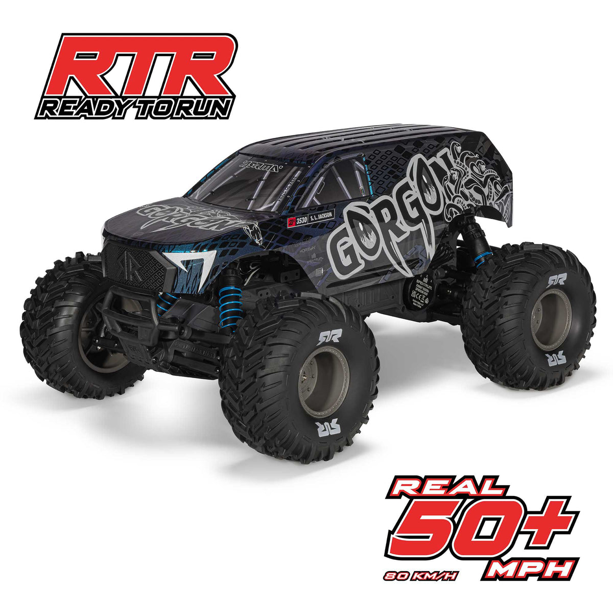 1/10 GORGON 223S 2WD RTR Brushless Monster Truck, Blue/Black