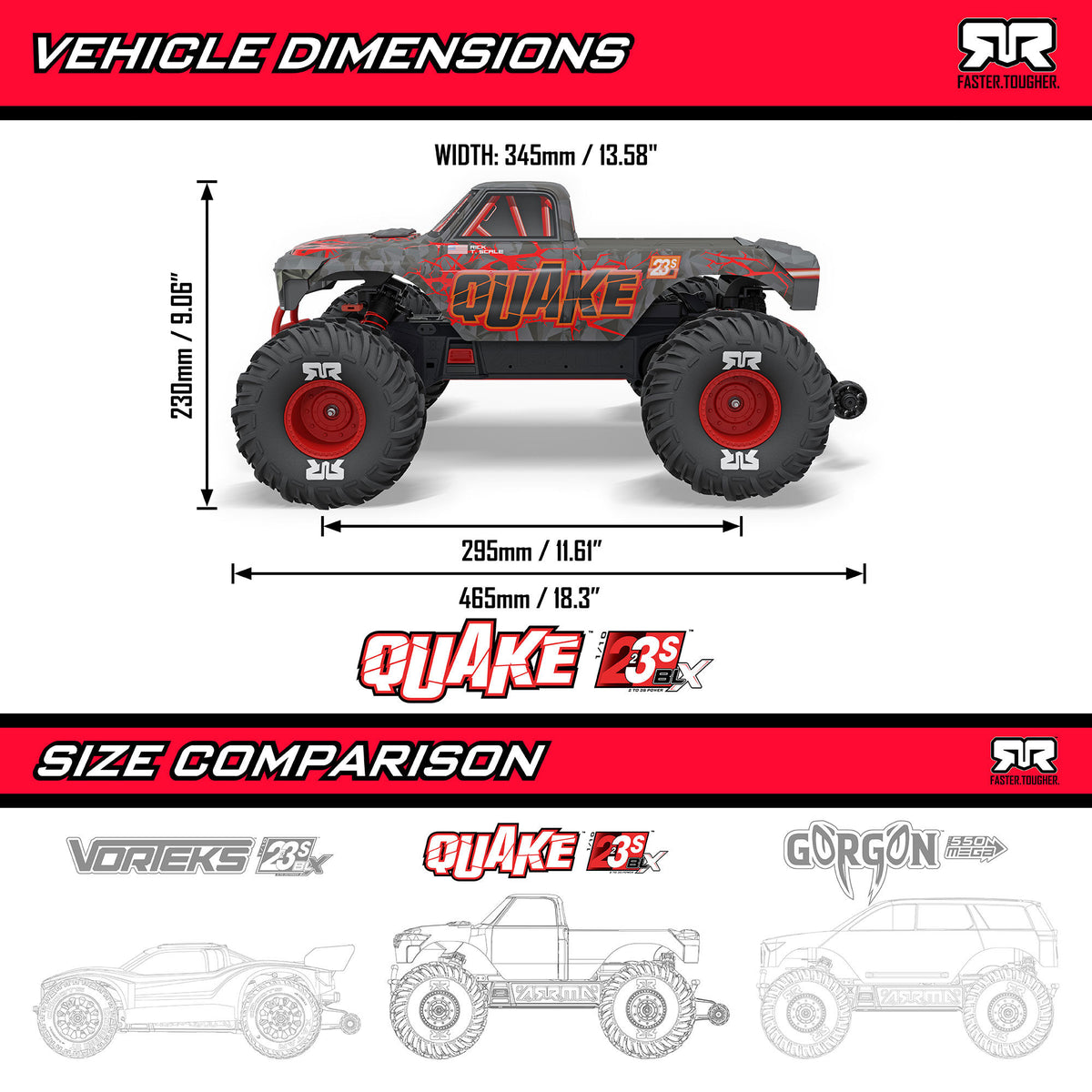 Arrma 1/10 QUAKE 223S 2WD RTR Brushless Monster Truck, Purple