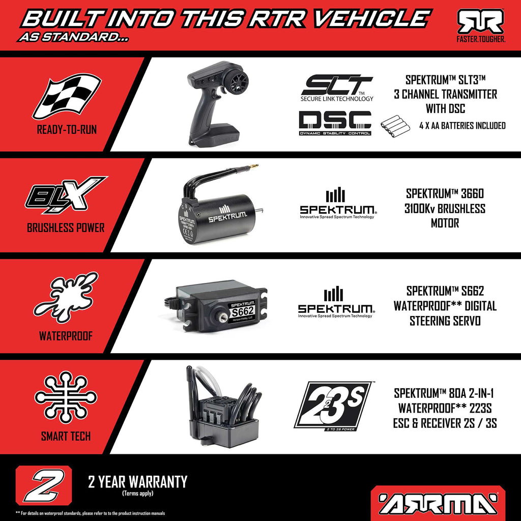 Arrma 1/8 TYPHON 4X4 223S BLX BRUSHLESS BUGGY RTR WITH DSC  RED/BLUE