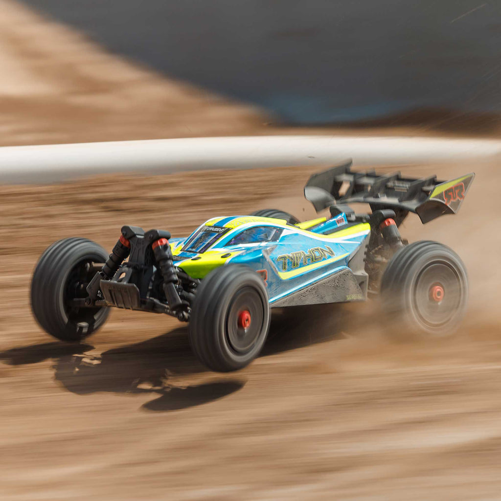 Arrma 1/8 TYPHON 4X4 223S BLX BRUSHLESS BUGGY RTR WITH DSC  BLUE/YELLOW