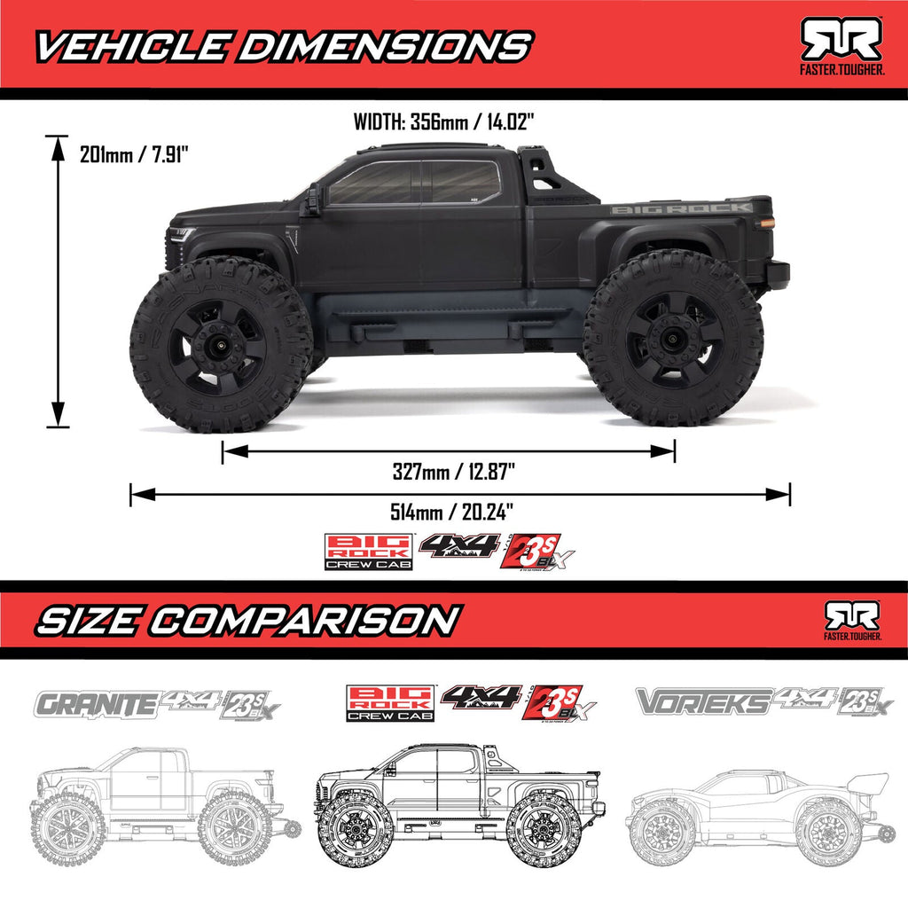 Arrma 1/10 BIG ROCK 223S DSC 4X4 RTR Brushless Monster Truck, Blue