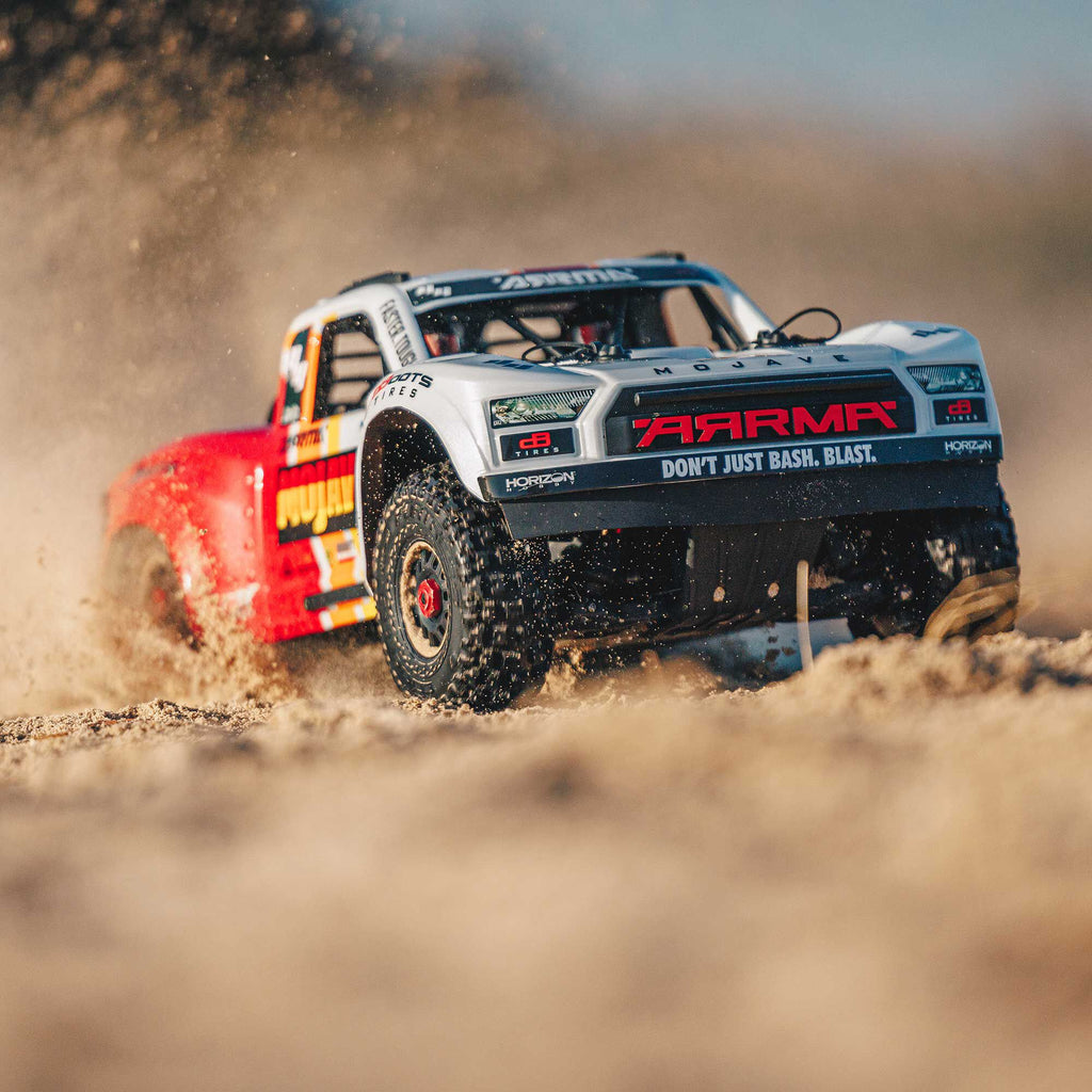 Arrma MOJAVE 4X4 4S BLX 1/8th Scale Desert Trk White/Red