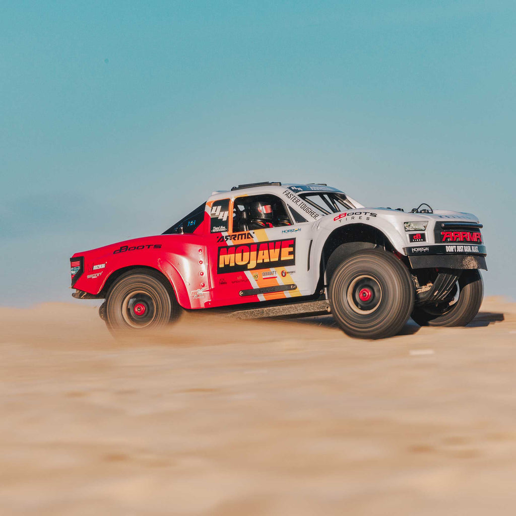 Arrma MOJAVE 4X4 4S BLX 1/8th Scale Desert Trk White/Red