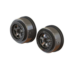 1/10 SC Front/Rear 2.2/3.0 Wheels, 14mm Hex, Black Chrome (2)