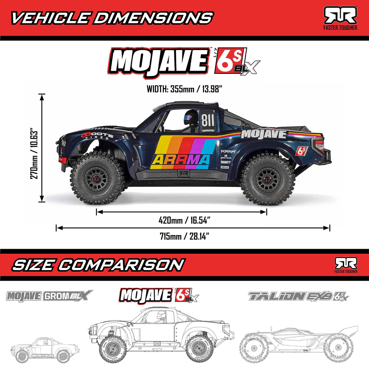 1/7 MOJAVE 6S 4X4 RTR Brushless Desert Truck, Beige