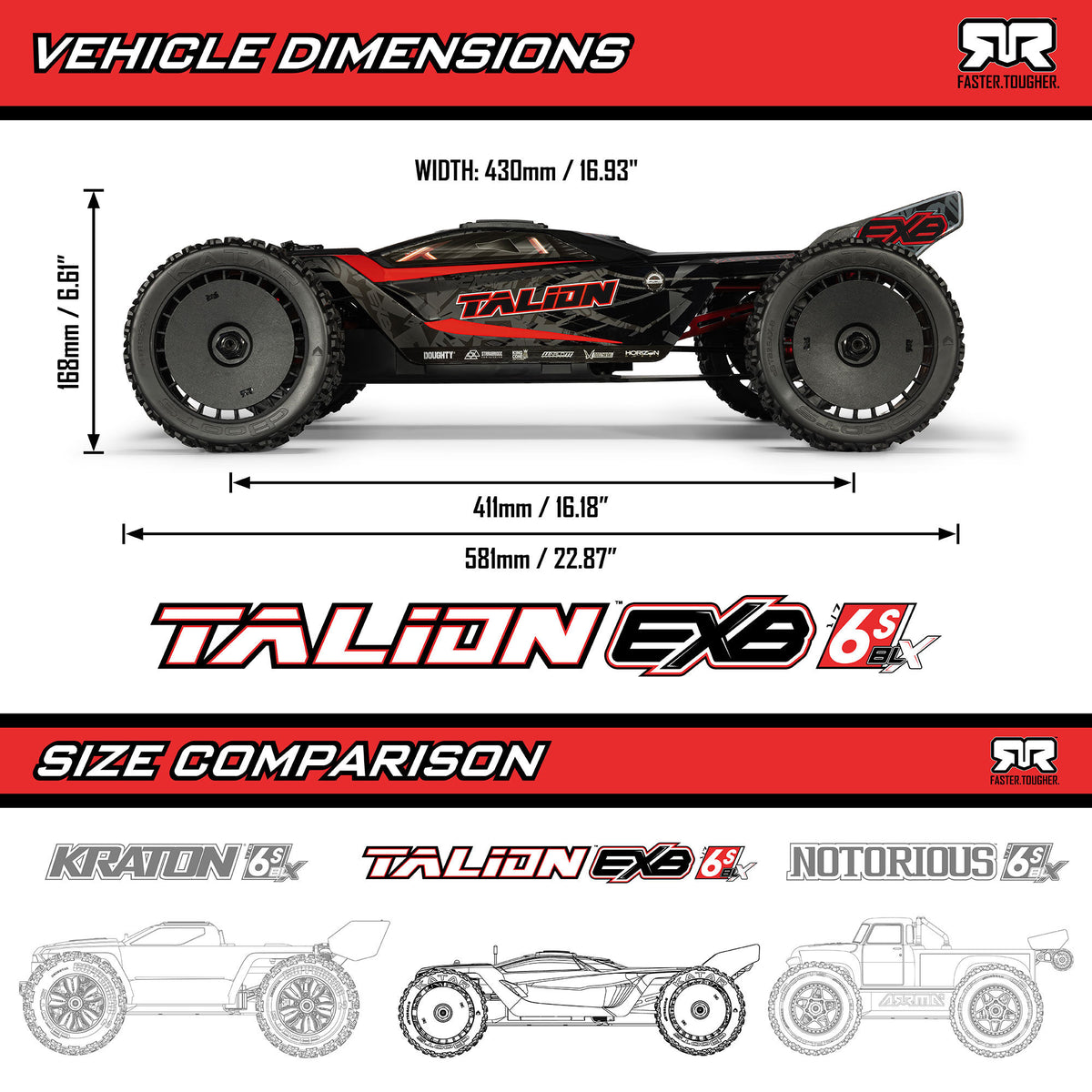 1/7 TALION 6S EXB 4X4 RTR Brushless Speed Truck, Black