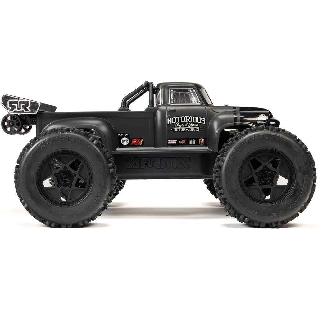 Arrma 1/8 NOTORIOUS 4X4 6S BLX BRUSHLESS V6 STUNT TRUCK RTR (Black)