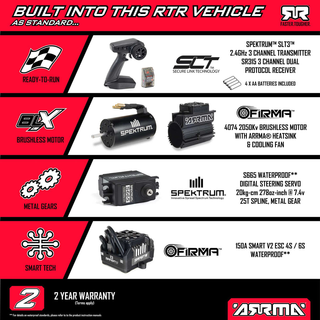 Arrma 1/8 KRATON 4X4 6S EXB BLX BRUSHLESS V6 SPEED TRUCK RTR, BLACK