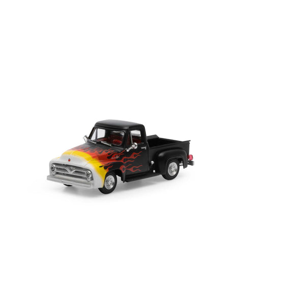 HO RTR 1955 Ford F-100 Pickup, Black/Flames