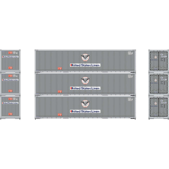 HO 40' Smooth Side Containers, USLU #1 (3)