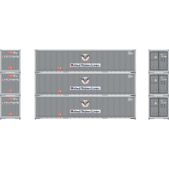 HO 40' Smooth Side Containers, USLU #2 (3)