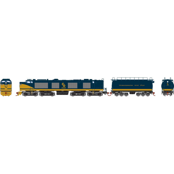 HO Gas Turbine Locomotive with Tender, C&O #4500