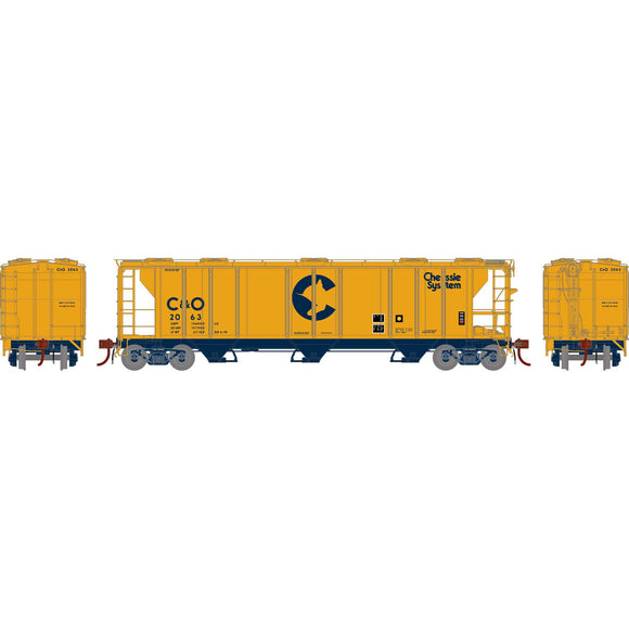 HO PS-2 2893 3-Bay Covered Hopper, C&O #2063