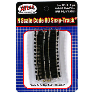 N Code 80 9.75" Radius 1/2 Curve (6)