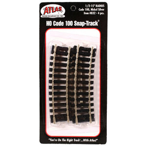 HO Code 100 15" Radius 1/2 Curve (4)