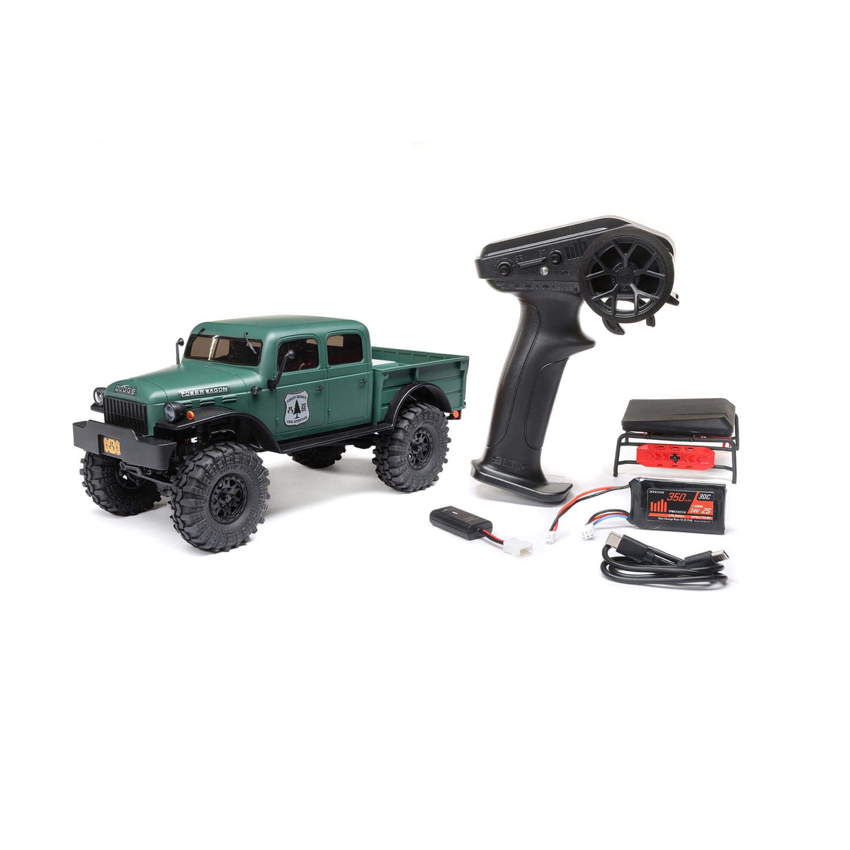 Axial SCX24 40's 4 Door Dodge Power Wagon, Green: 1/24 4WD-RTR