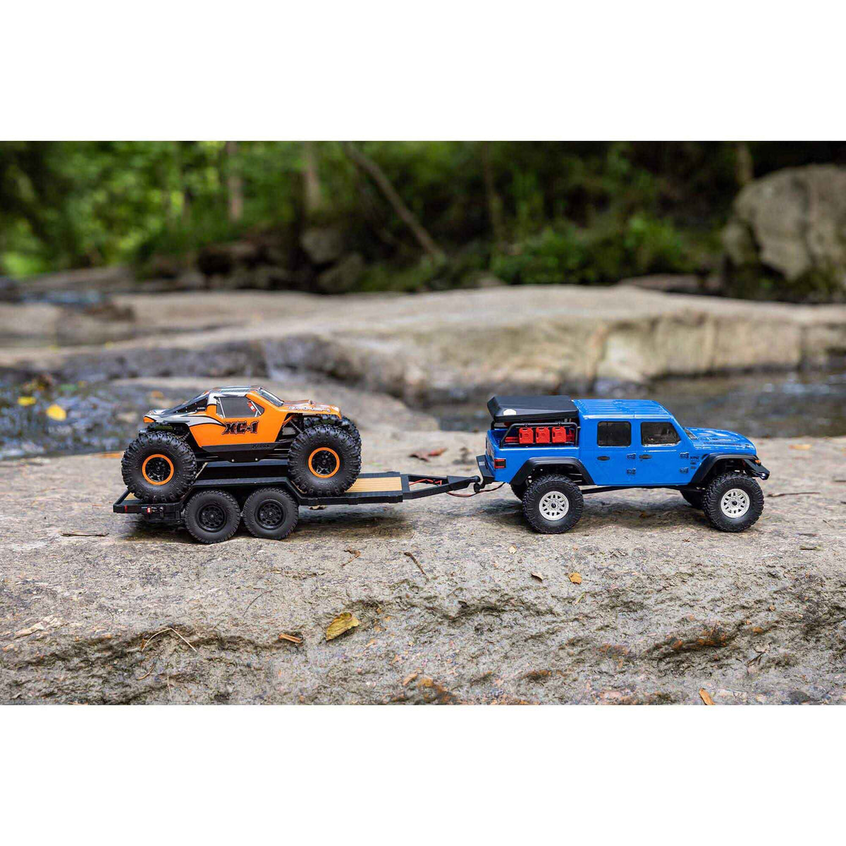 Axial SCX24 Flat Bed Vehicle Trailer with LED Taillights:1/24th