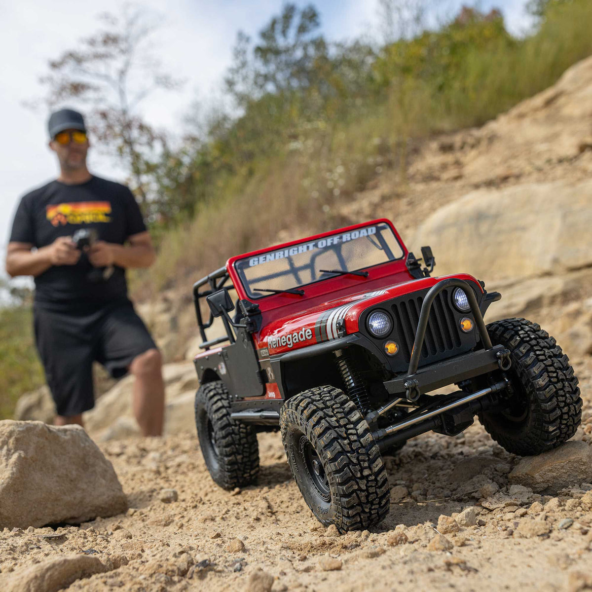 Axial 1/10 SCX10 III Jeep CJ-7 4X4 RTR Brushed Rock Crawler, Red