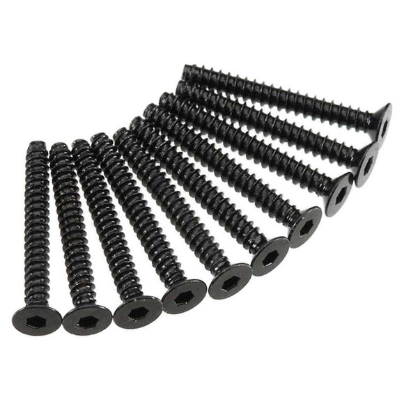 Hex Socket Tap Flat Head M3x25mm, Black (10)