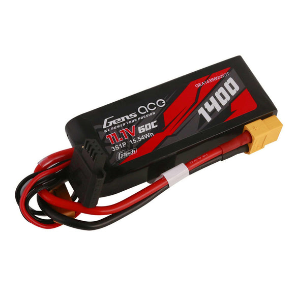 11.1V 1400mAh 3S 60C G-Tech Smart LiPo Battery: XT60