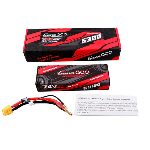 5300mAh 2S 7.4V 60C Hard Case Lipo Battery Pack with XT60 plug