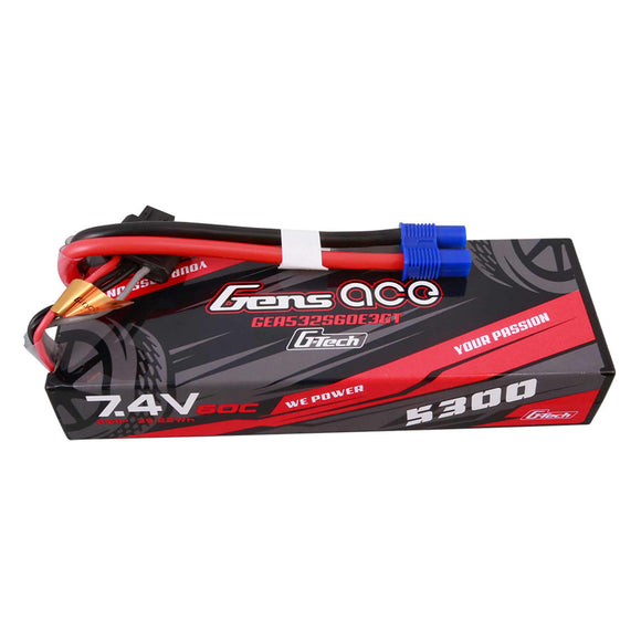 7.4V 5300mAh 2S 60C G-Tech Smart Hardcase LiPo Battery: EC3