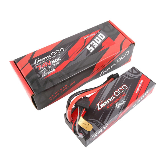 G-tech 5300mAh 7.4V 60C 2S1P HardCase Lipo, EC3